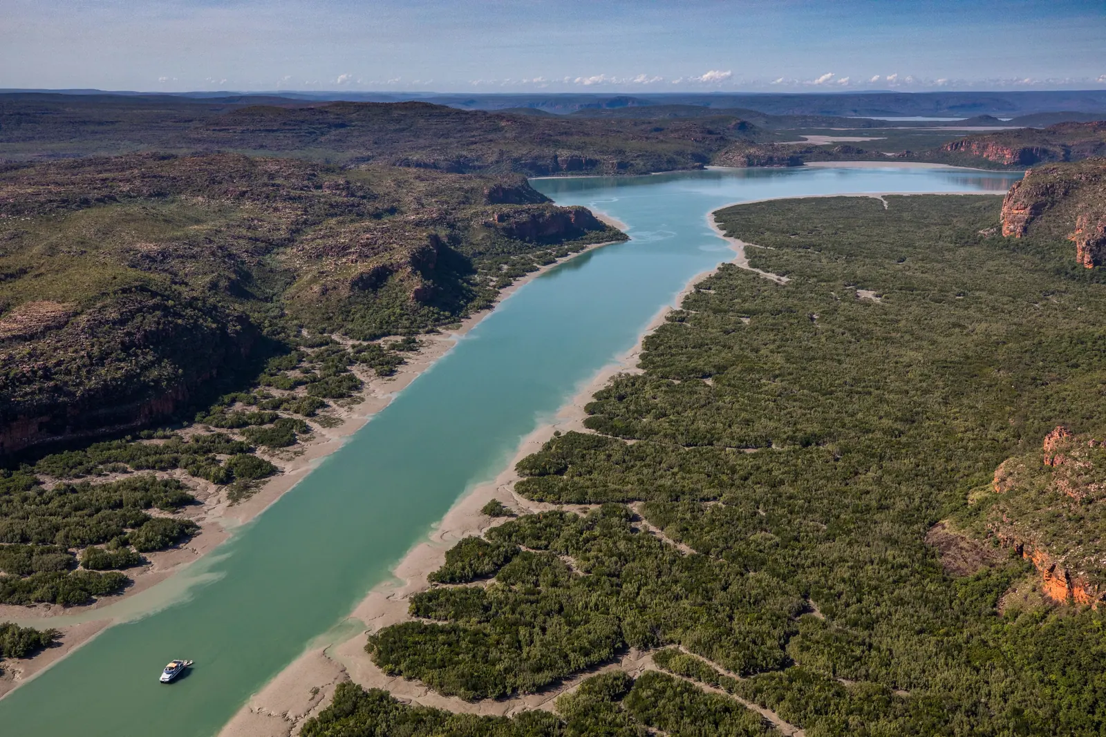 Kimberley wilderness river mouth and blue sea
