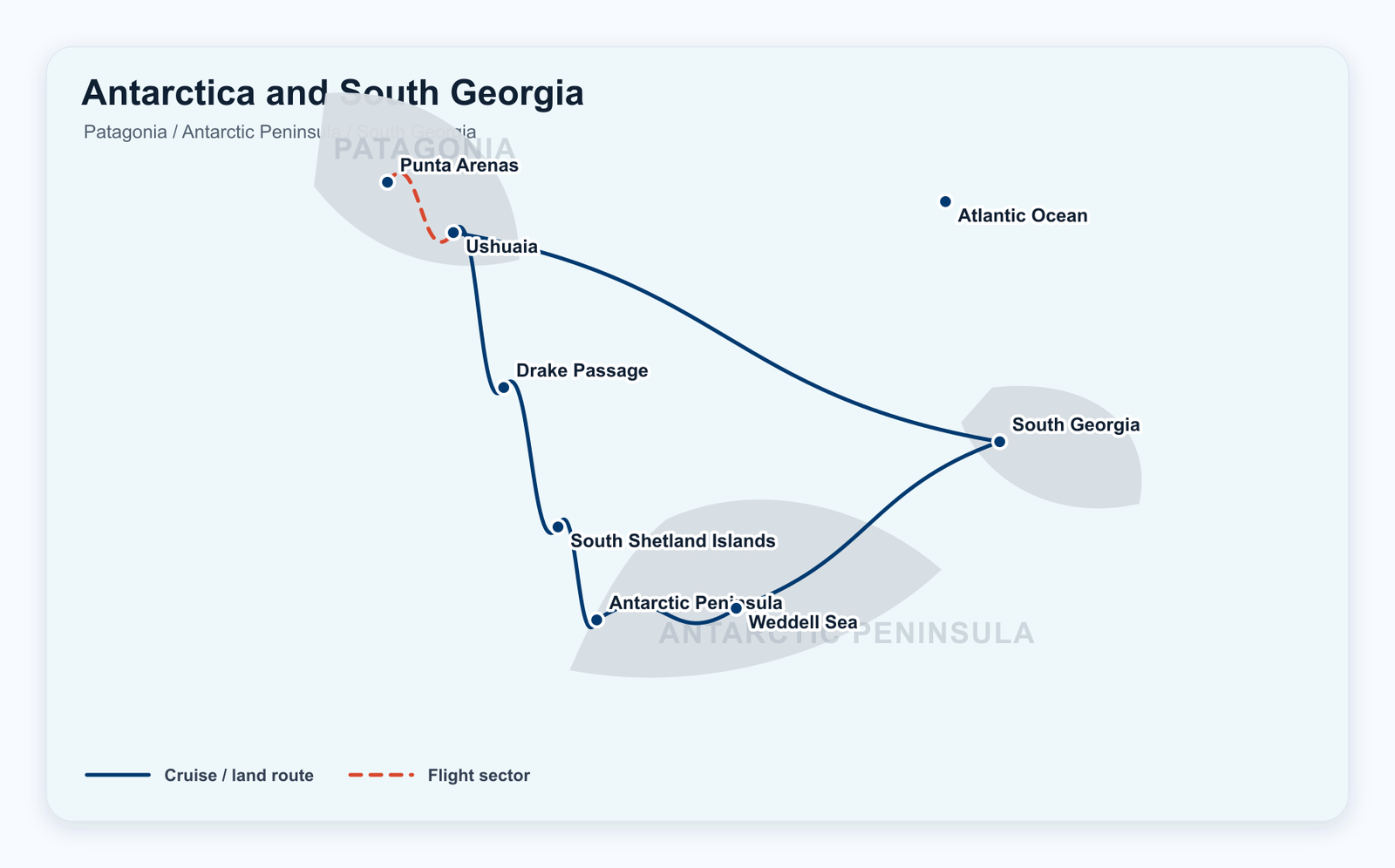 Antarctica Fly-Cruise · King Penguin Encounter route map