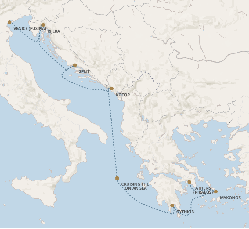 Adriatic Sea · Culture and Coastline Cruise, 11 Days route map