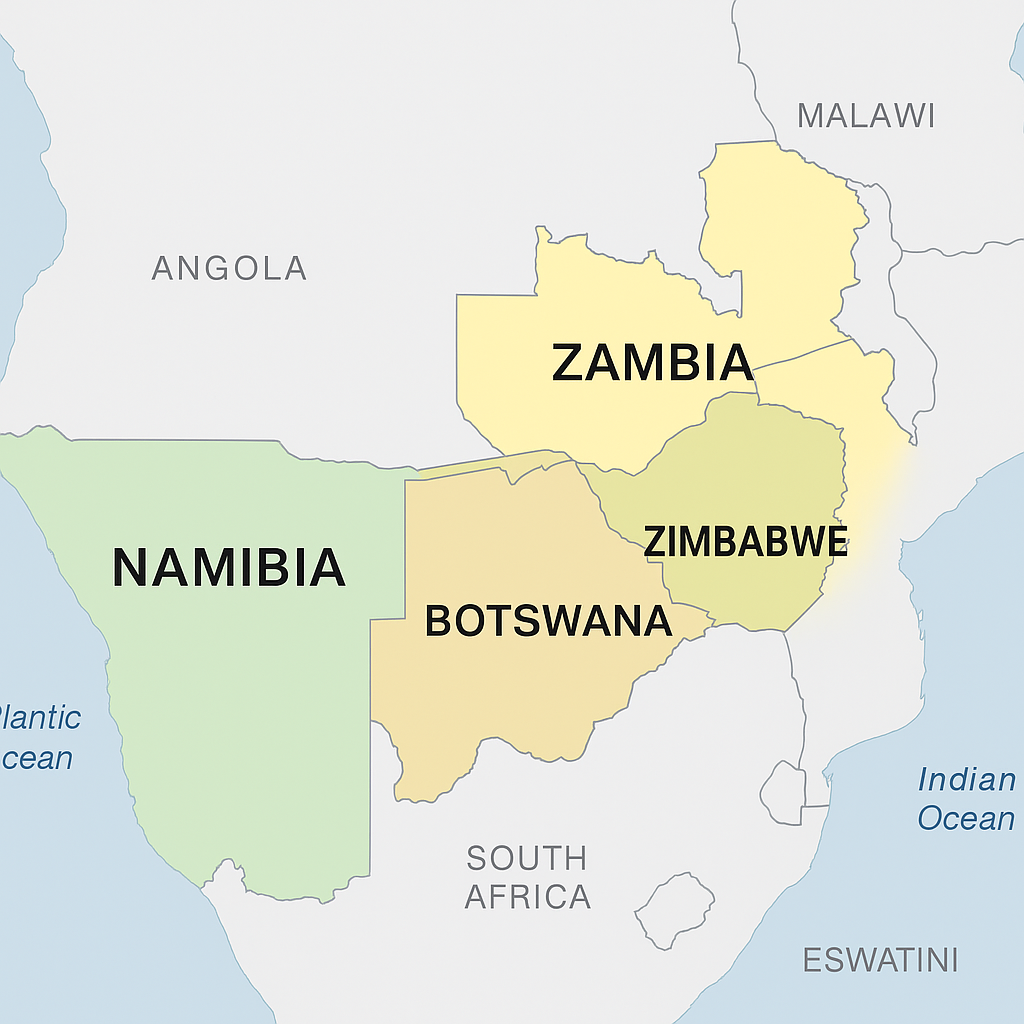 Southern Africa · Namibia, Zambia and Botswana Safari, 11 Days route map