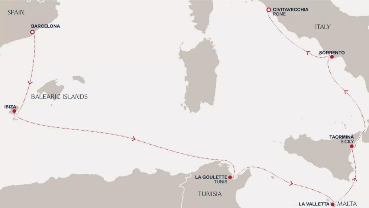 Mediterranean Mosaic · Explora I Cultural Luxury Cruise route map