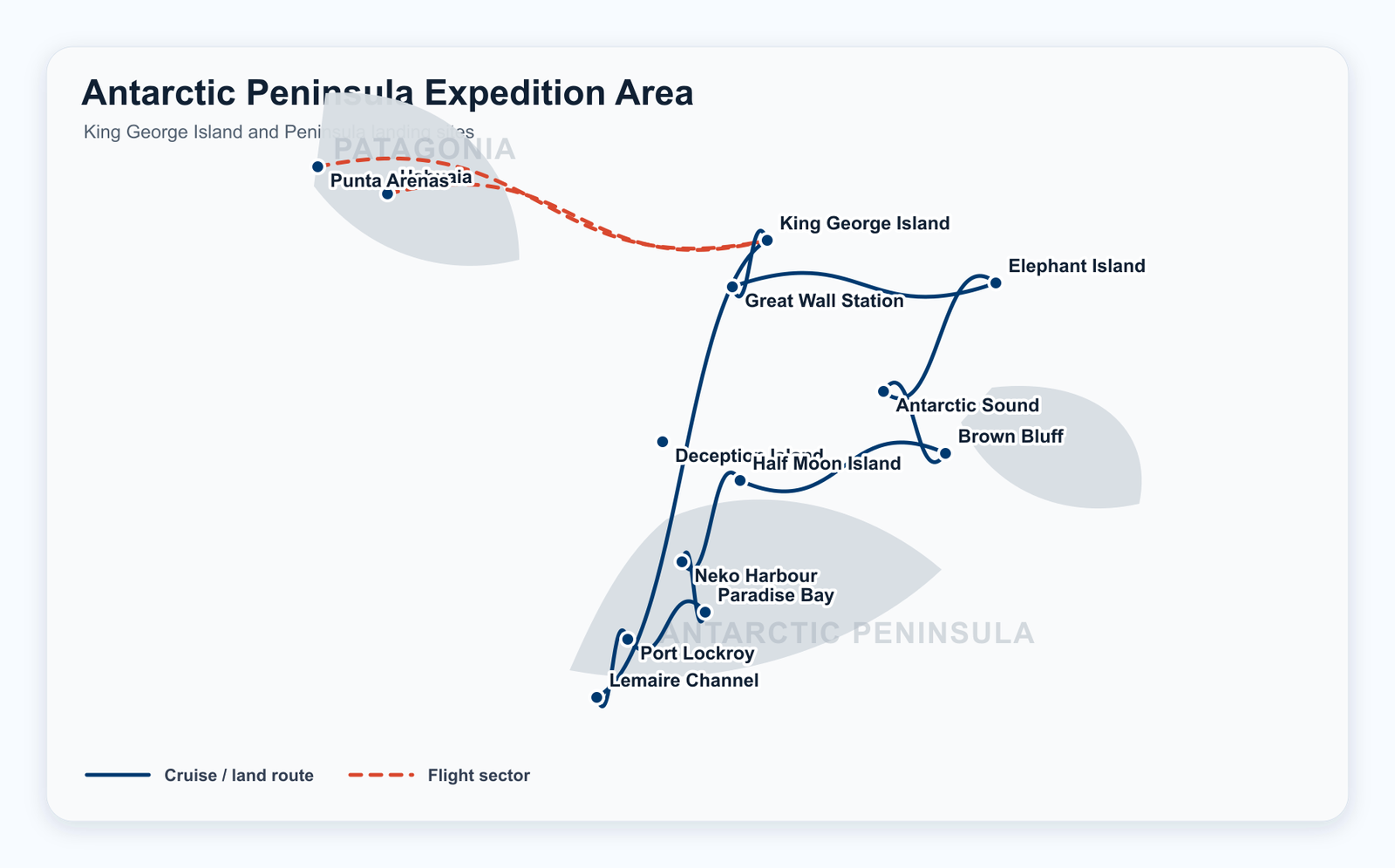 Antarctica Fly-Sail · Lunar New Year Departure, 17 Days route map