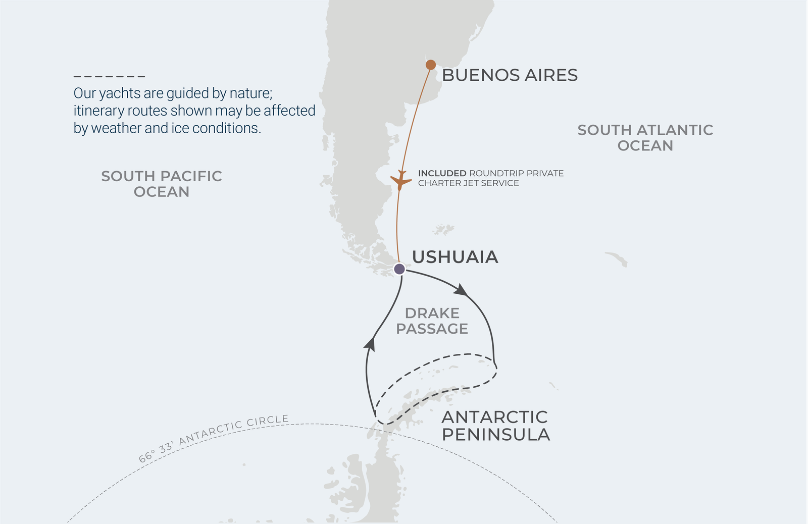 World Navigator 9-night Classic Antarctic Peninsula route map