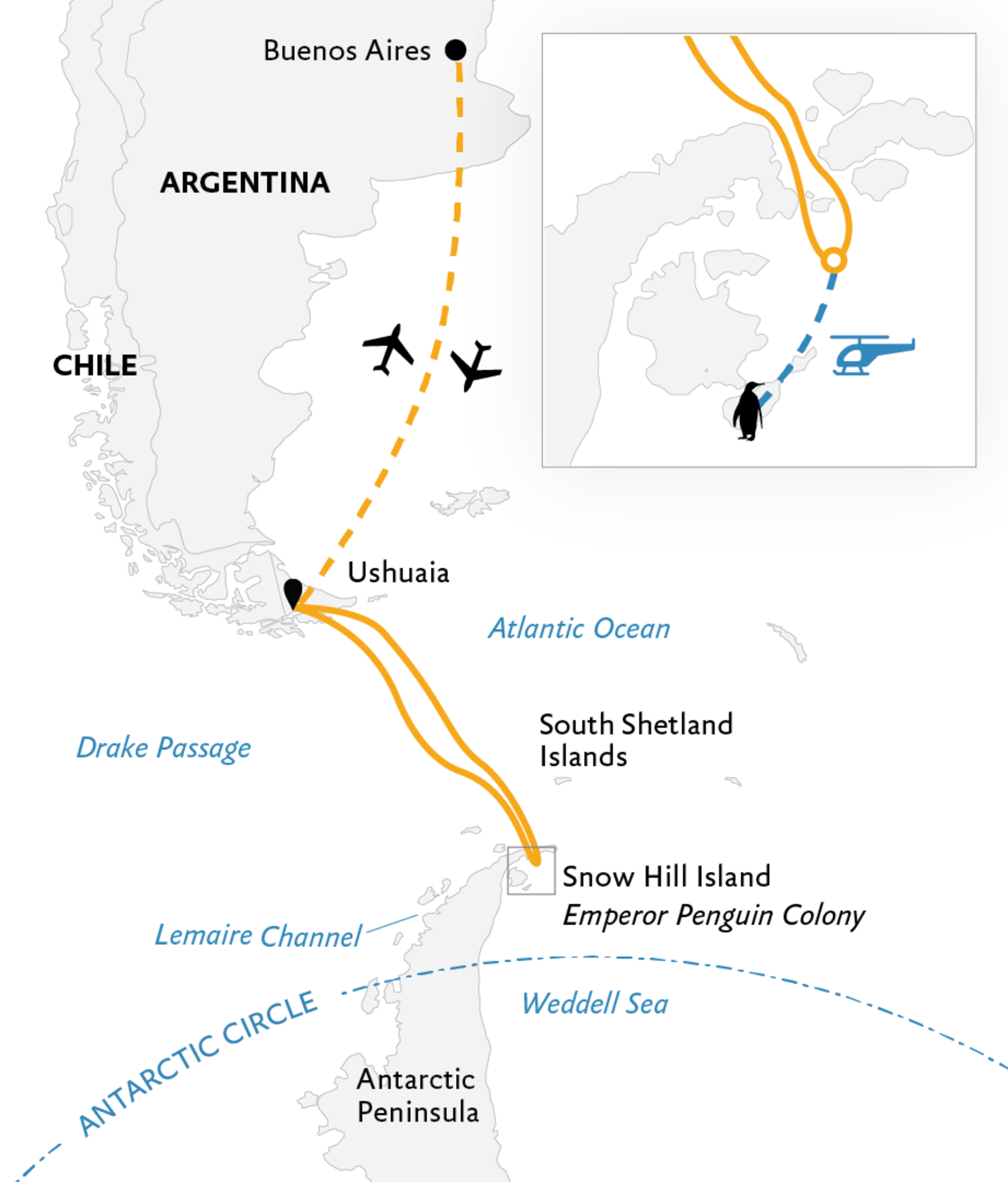 Ultramarine Emperor Penguin Quest to Snow Hill route map