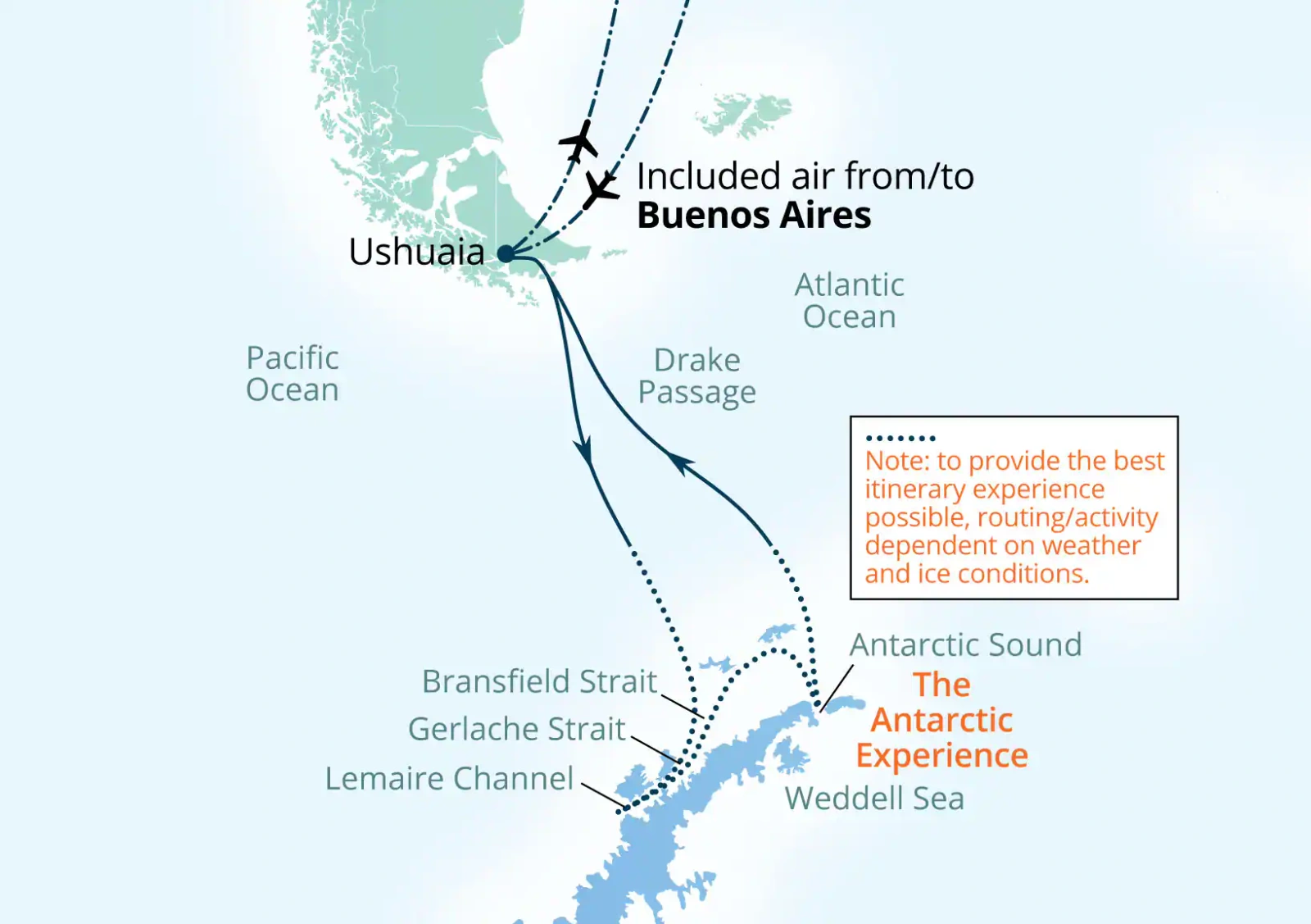 Seabourn Venture Classic Antarctic Peninsula Expedition route map
