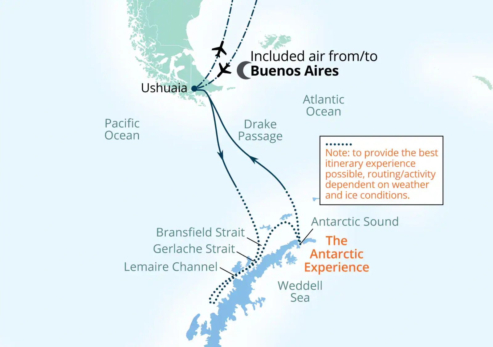 Seabourn Venture 13-Day Antarctic Peninsula Expedition route map