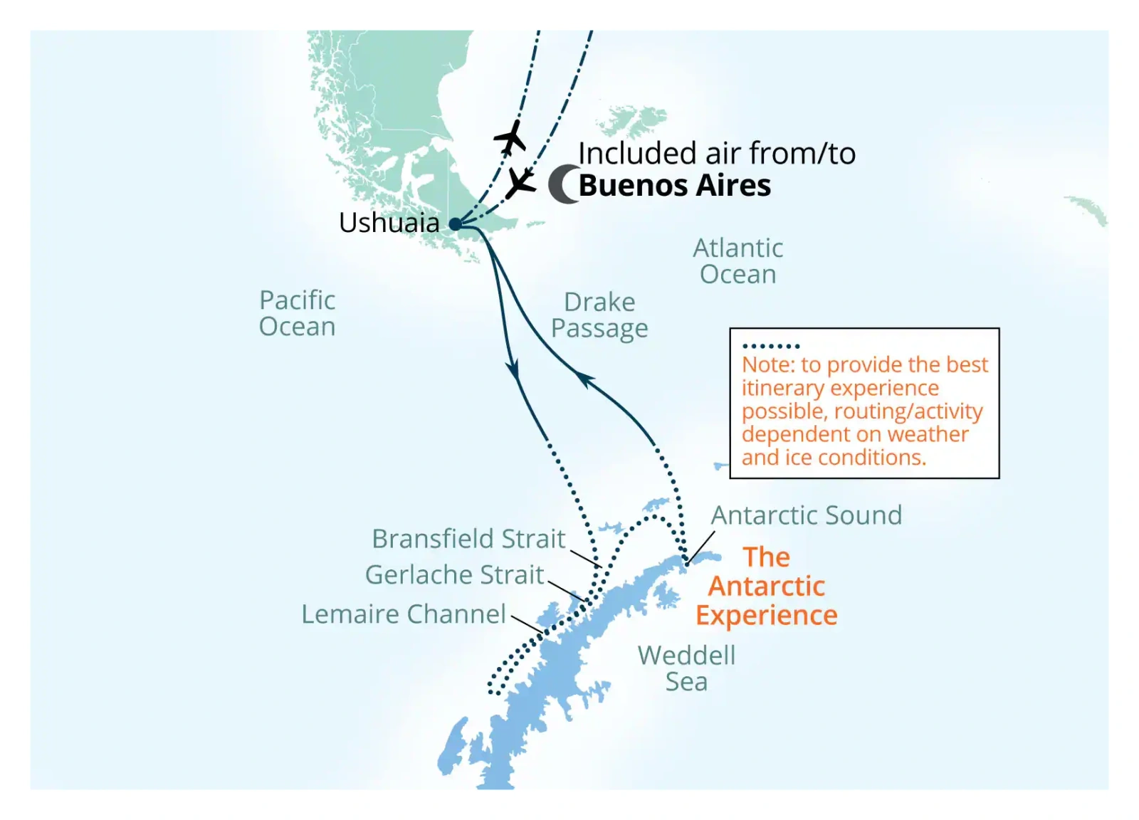 Seabourn Pursuit 13-Day Antarctic Peninsula Expedition route map