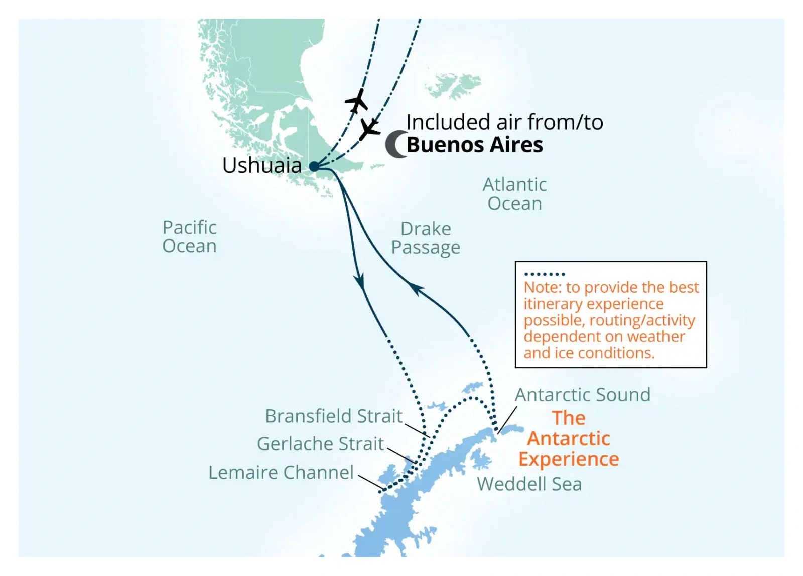 Seabourn Venture Classic Antarctic Peninsula Expedition route map