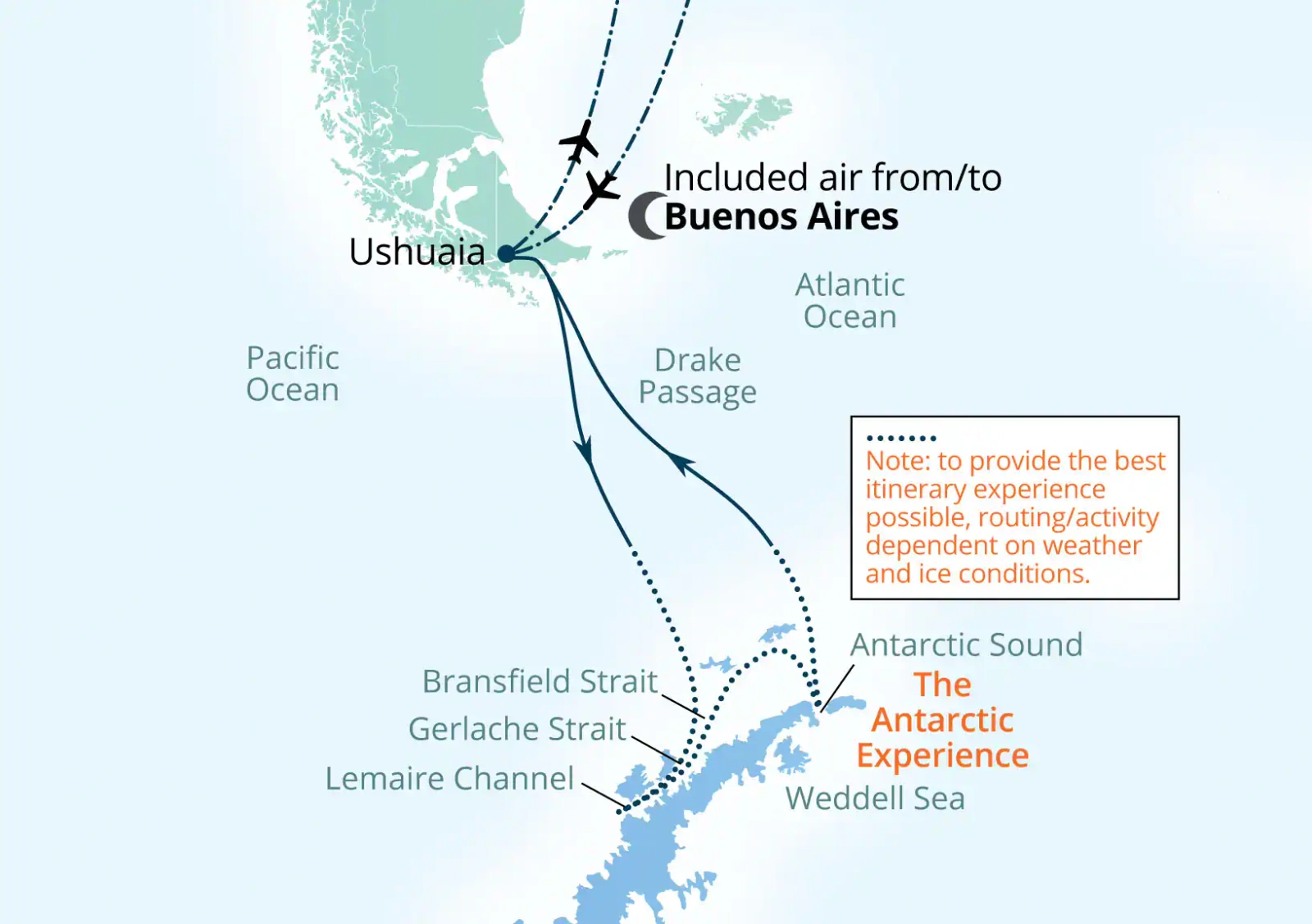 Seabourn Pursuit Classic Antarctic Peninsula Expedition route map
