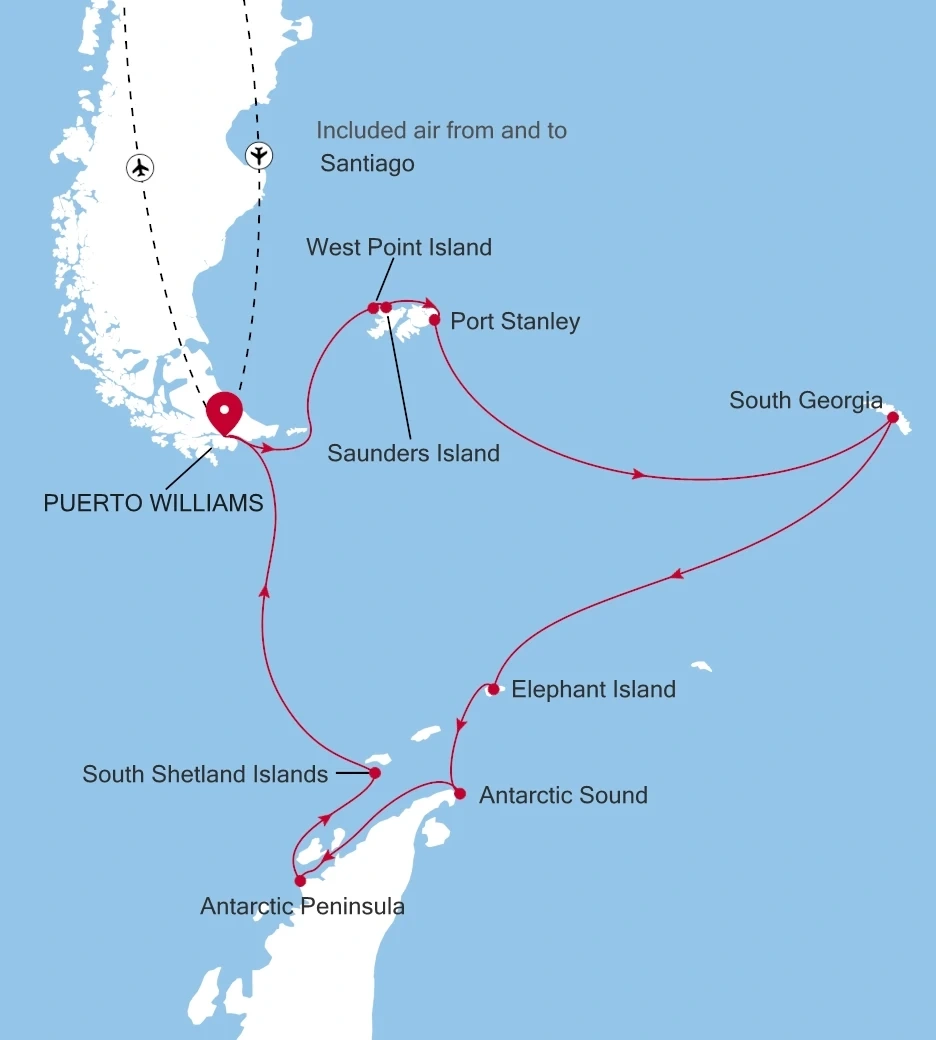 Silver Wind Falkland Islands, South Georgia and Antarctic Peninsula Expedition route map
