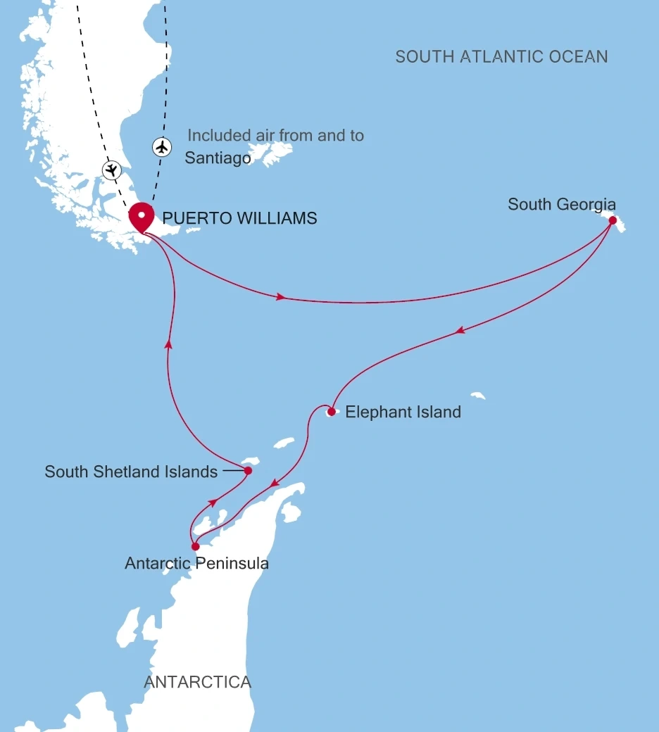 Silver Wind South Georgia and Antarctic Peninsula Expedition route map