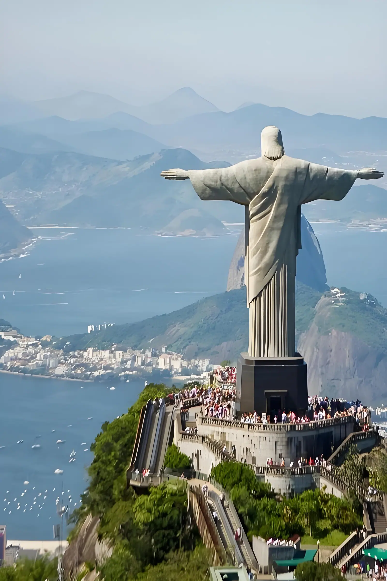 Christ the Redeemer and the bay in Rio de Janeiro