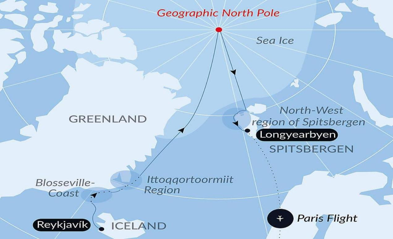 North Pole + Arctic Three Islands · Arctic Grand Slam route map image