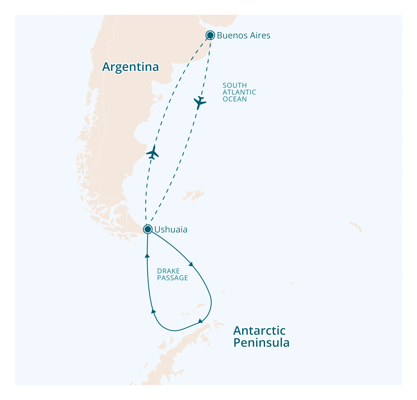 SH Vega 10-Day Classic Antarctic Peninsula Expedition route map