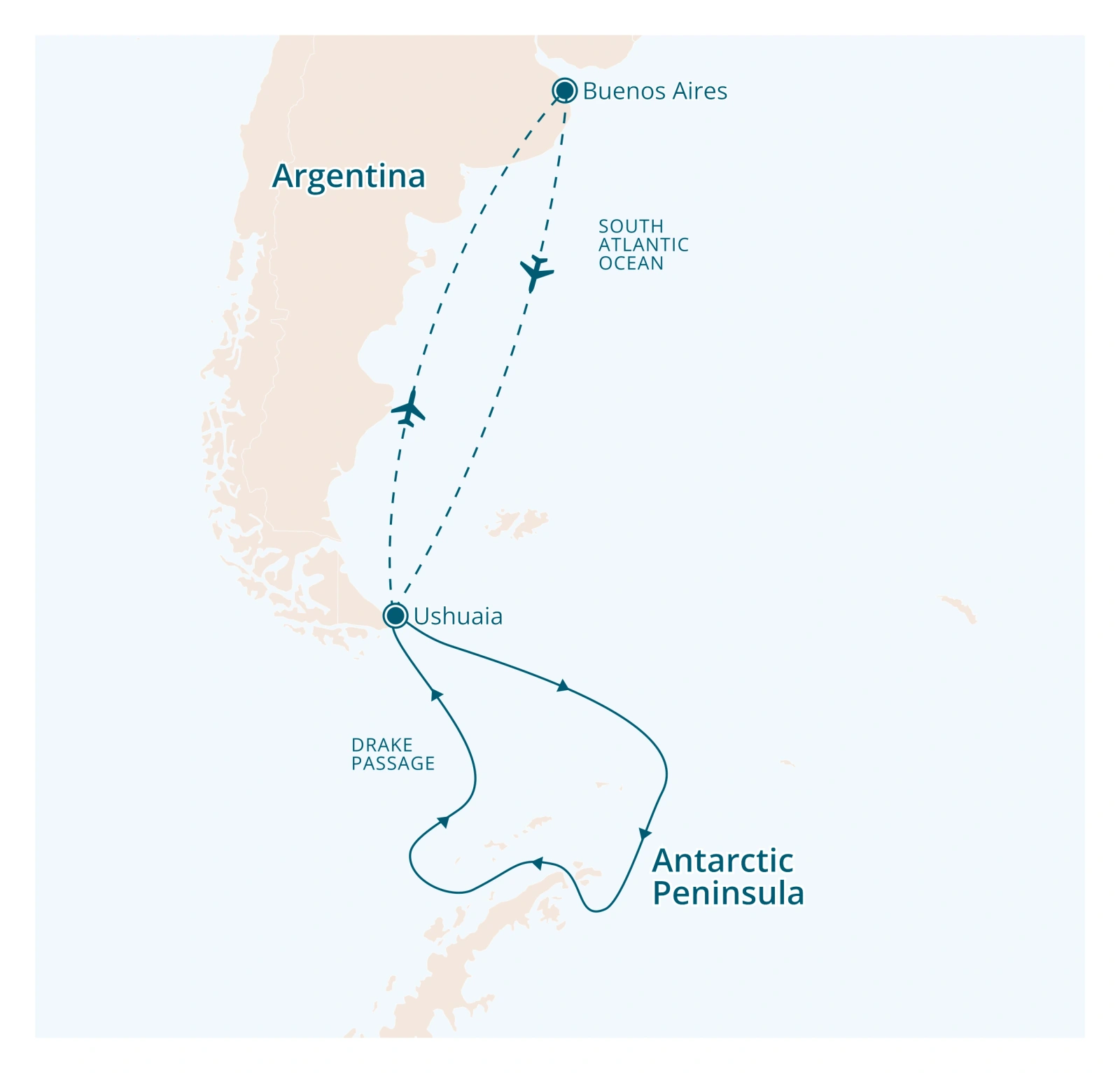 SH Diana Weddell Sea and Antarctic Peninsula Expedition route map